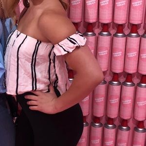 Pink off the shoulder flowy top